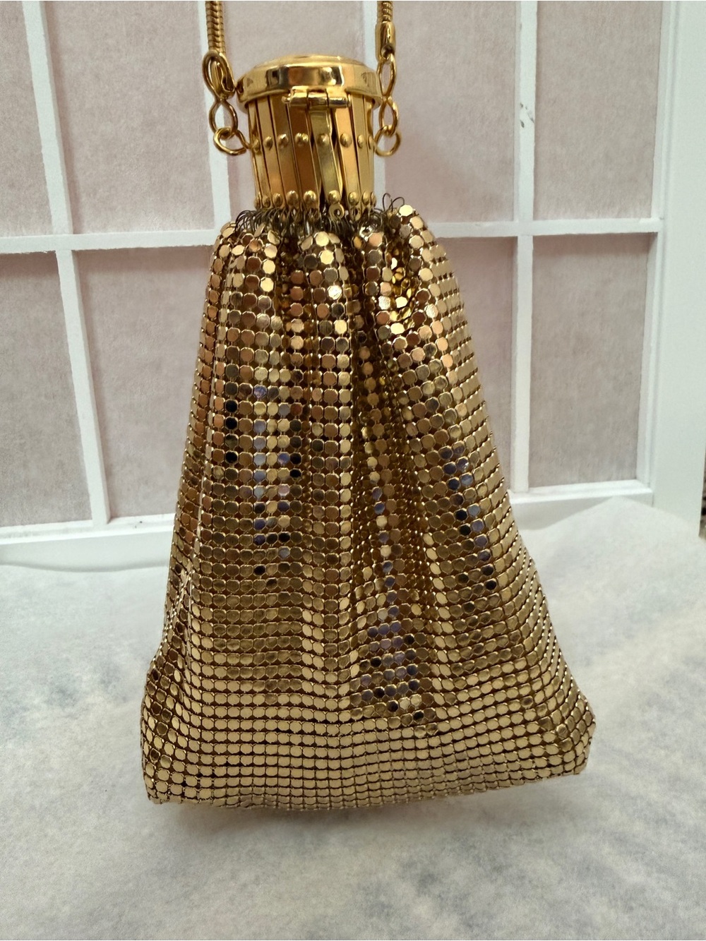 Colleen Lopez My Favorite Things Purse Clutch Coin change bag Gold Mesh NWOT